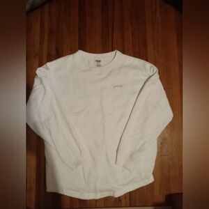 PINK VS Campus Crewneck Sweatshirt White & Silver Embroidery